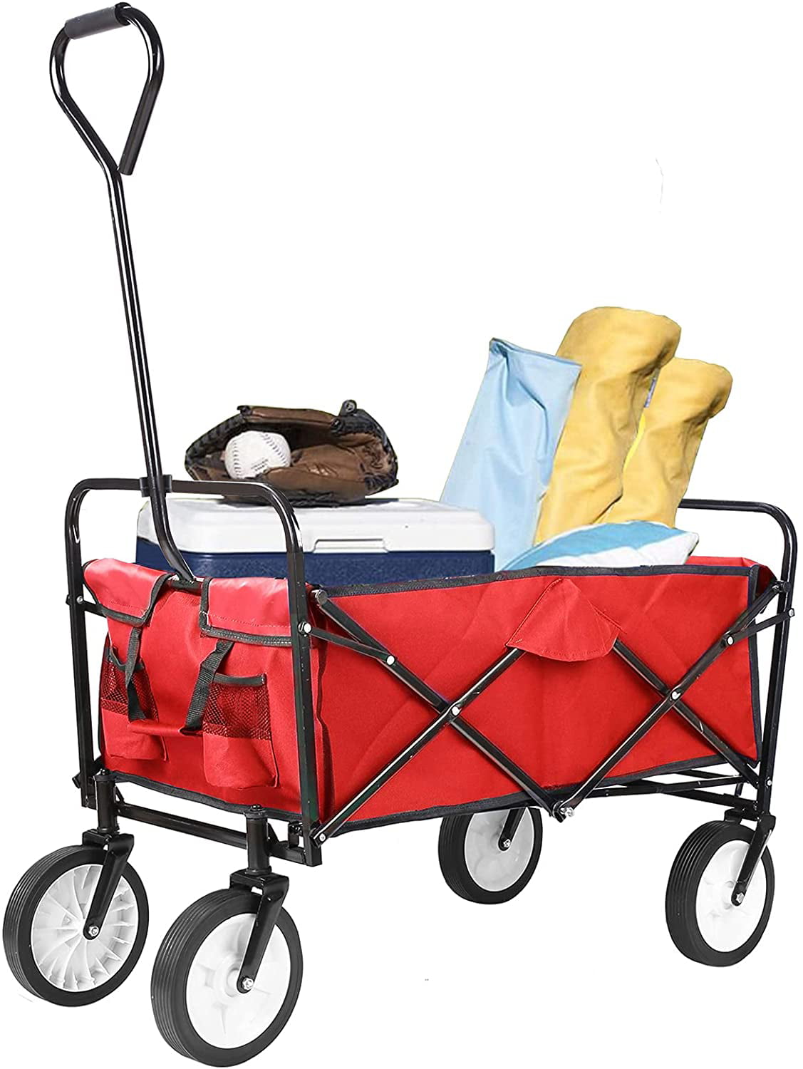 Pirecart Collapsible Wagon, Folding Utility Cart with Cup Holder