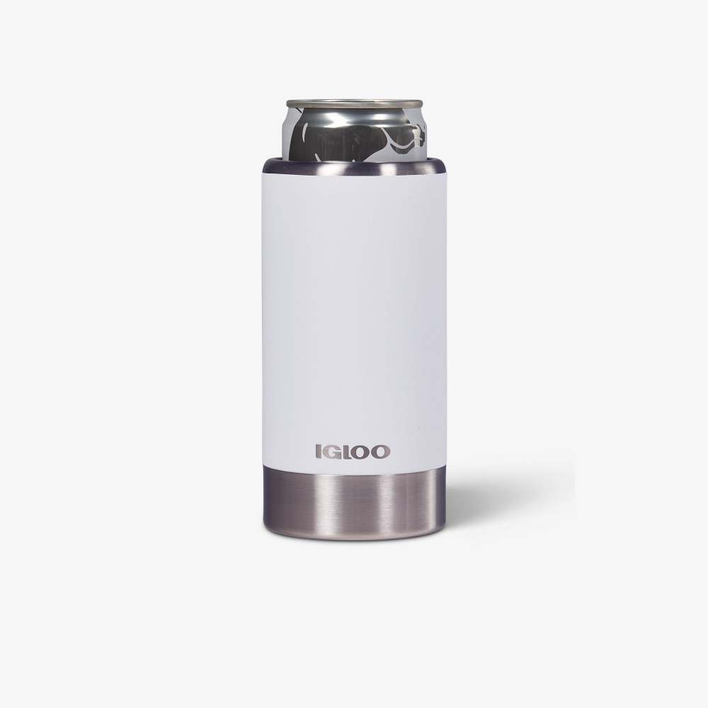 Igloo Coolmate Slim Can Cooler Reusable White Steel 12oz ;