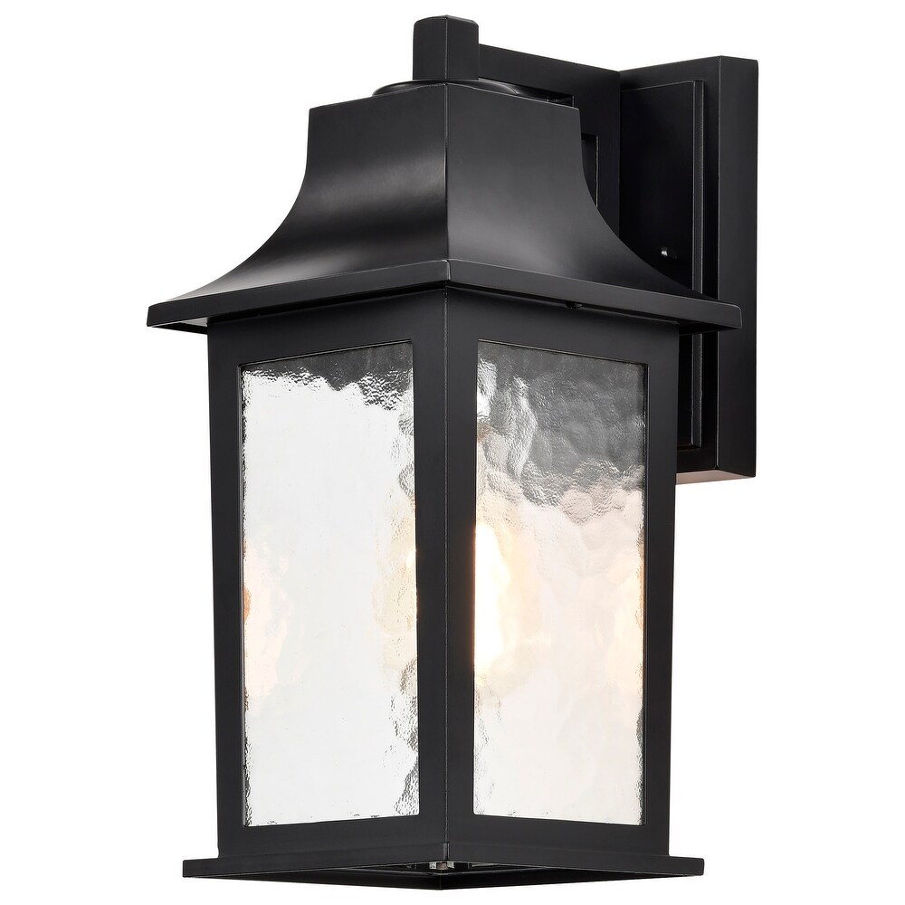 Stillwell Outdoor Small Wall Light Matte Black Finish Clear Water Glass