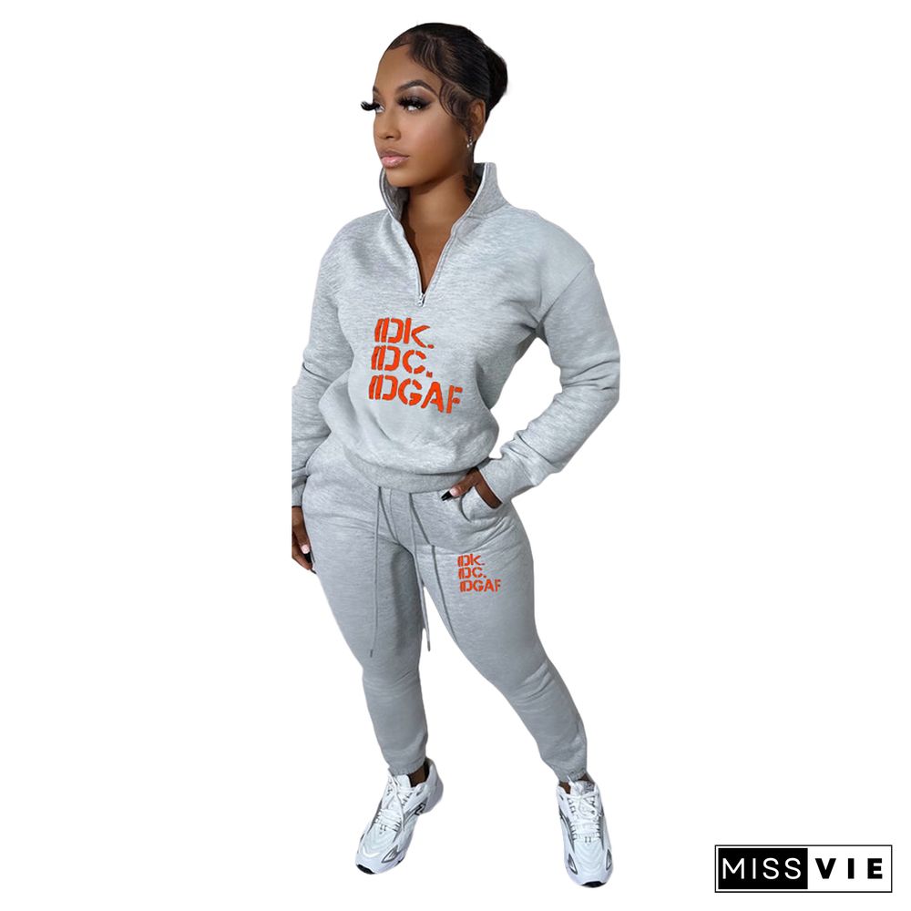 Casual Tracksuit Zipper Sweatshirts and Pants Outfits