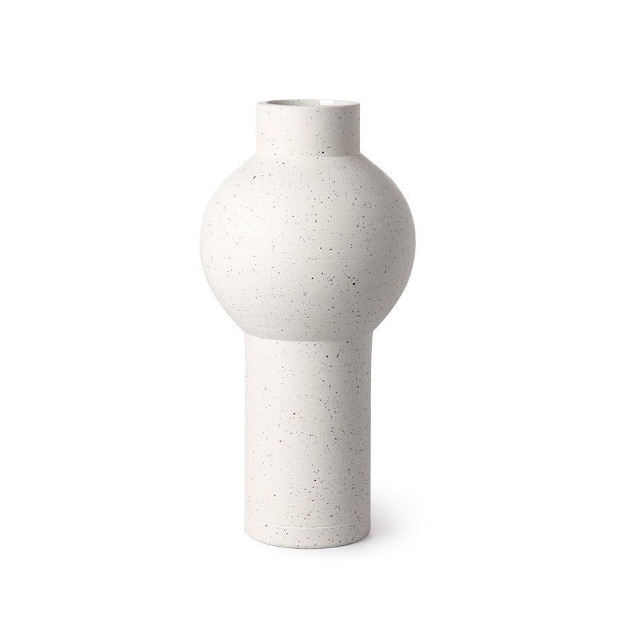 Speckled clay vase round - M