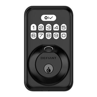 Defiant Single Cylinder Square Electronic Deadbolt Matte Black with Biometric Fingerprint and Keypad DK02A-MB