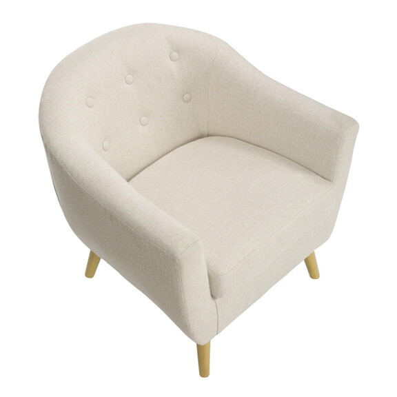 Rockwell Mid Century Accent Chair in Cream Fabric ...