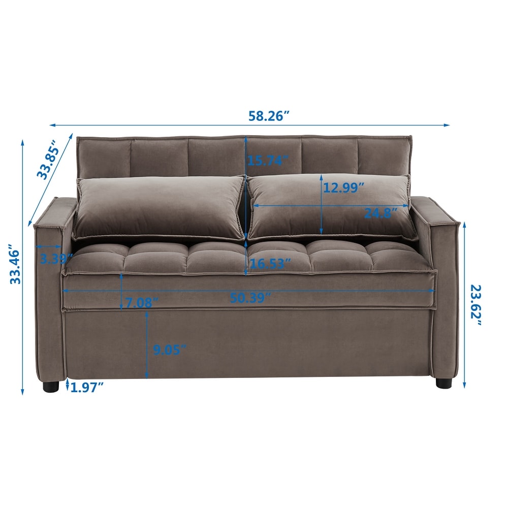 Loveseat Sofa Velvet Pull out Couch Sleeper Convertible Sofa Bed