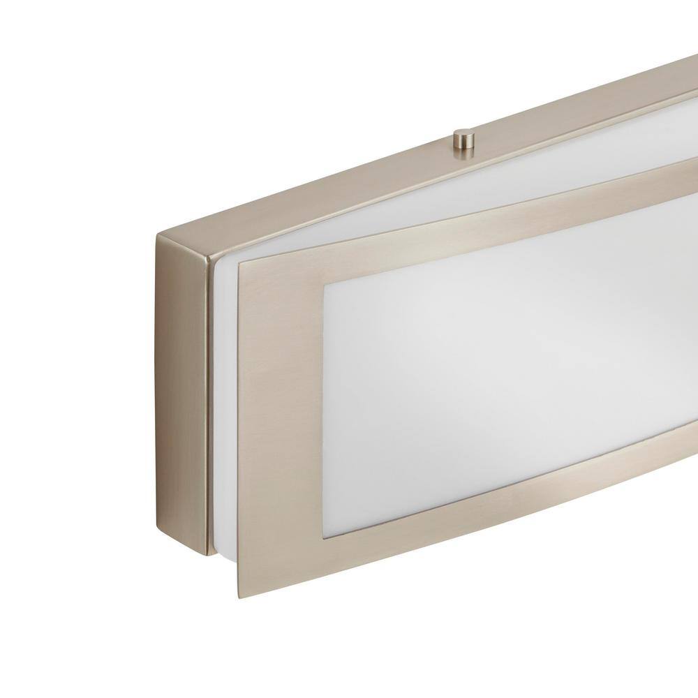 Hampton Bay Woodbury 24.6 in. 1-Light Brushed Nickel Integrated LED Bathroom Vanity Light Bar with Frosted Acrylic Shade IQP1301LX-07BN