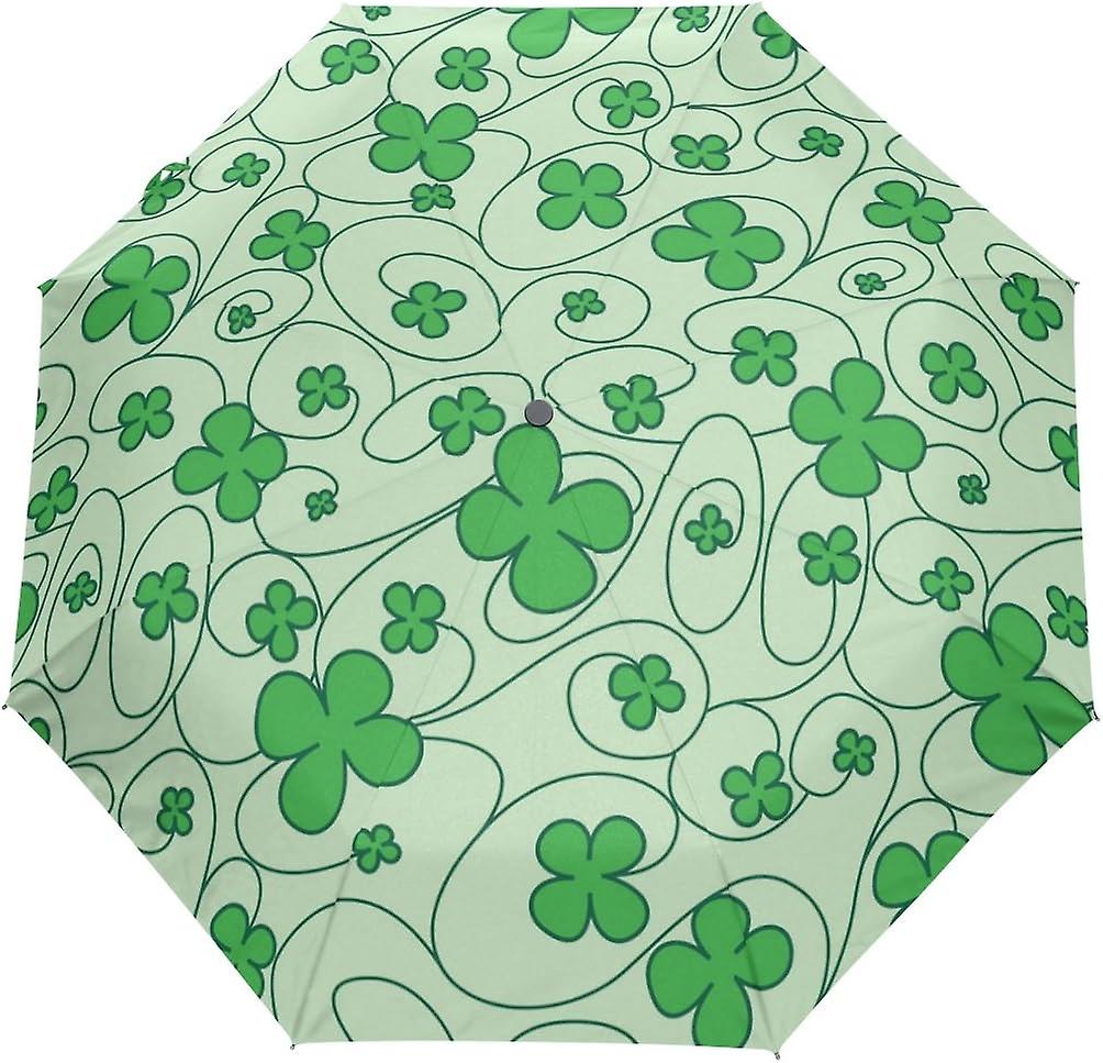 Top Carpenter Trefoil Leaf Saint Patrick Day Anti Uv Umbrella Parasol Auto Open/close