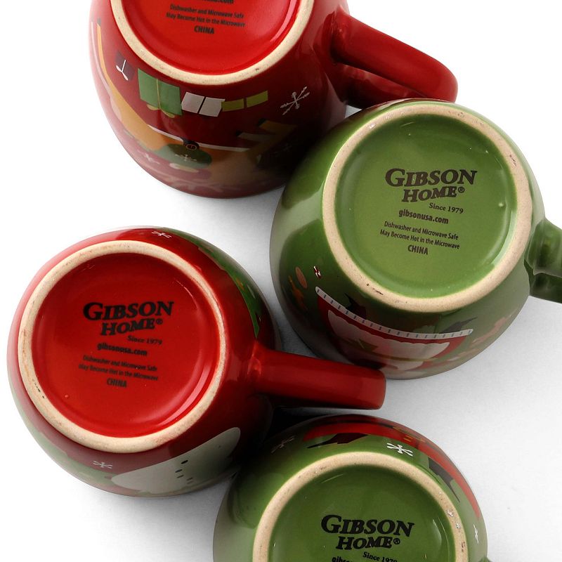 Gibson Home Santa Smile 4 Piece 15 Ounce Stoneware Mugs