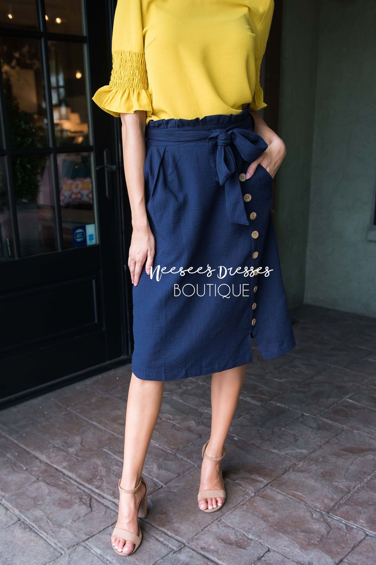 Lets Meet For Brunch Button Skirt