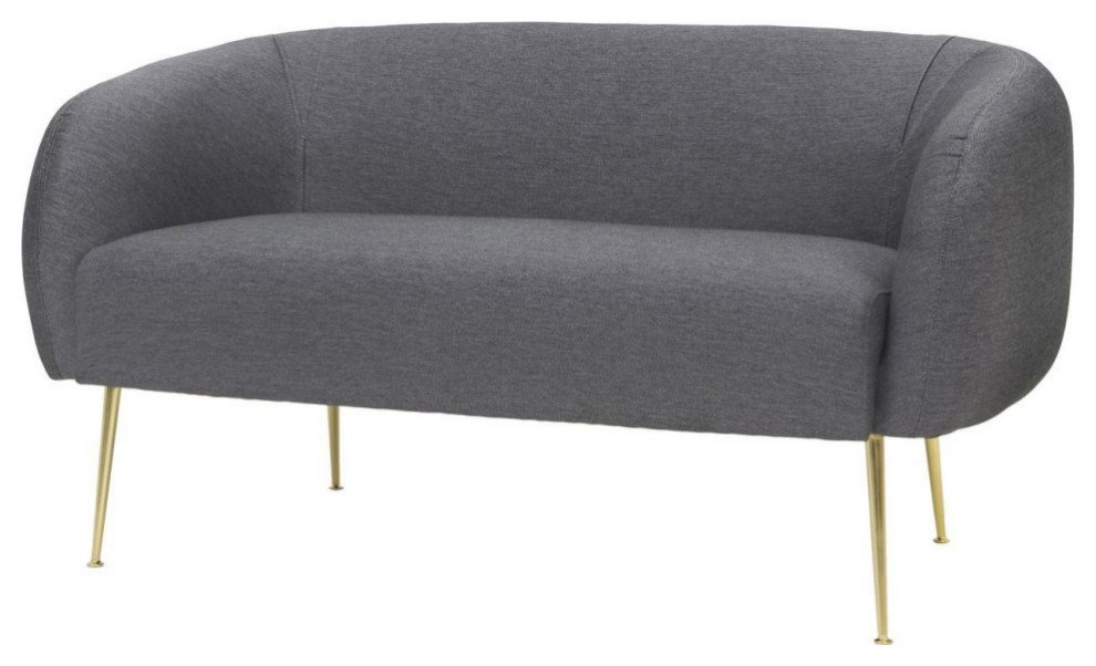 Patricia Poly Blend Loveseat Stone   Midcentury   Loveseats   by AED Luxury Home Decor  Houzz