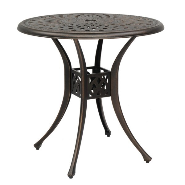 Circular Diamond Top Courtyard Cast Aluminum Table Bronze