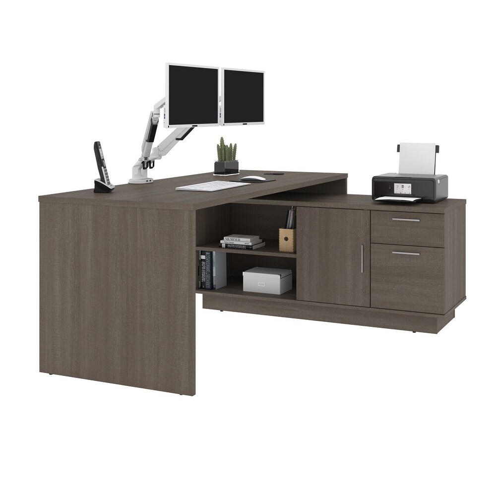 BESTAR Equinox 72W L Shaped Desk with Monitor Arms
