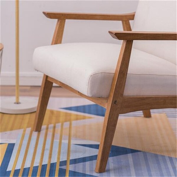 Solid Wood Retro Simple Single Sofa Accent Chair Backrest