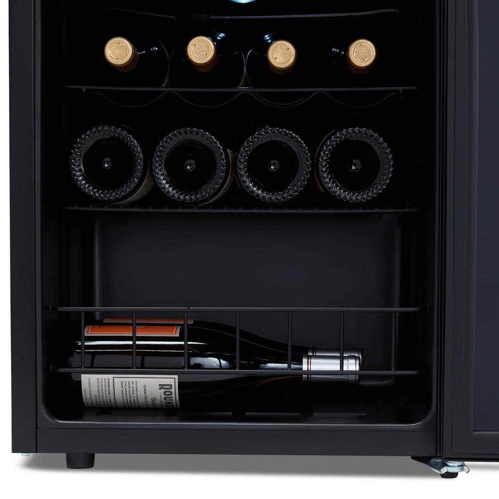 NewAir Shadow Series Wine Cooler Refrigerator 16 Bottle Freestanding Mirrored Wine Fridge with DoubleLayer Tempered Glass