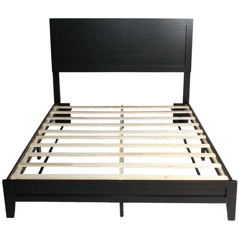 Home Square 2-Piece Set with Queen Platform Bed & Dresser with Lock in Black