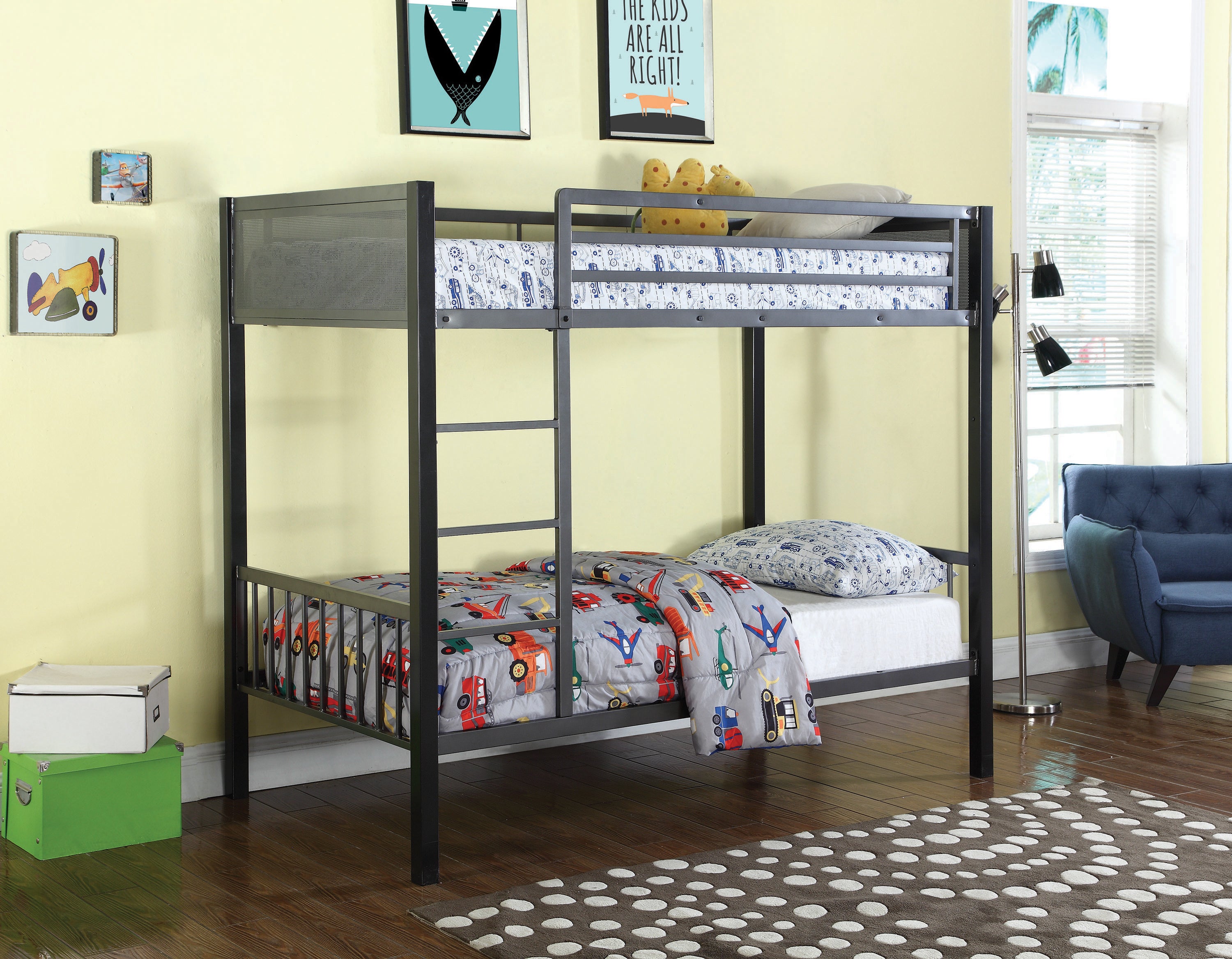 Meyers Twin Over Twin Metal Bunk Bed Black And Gunmetal-460390