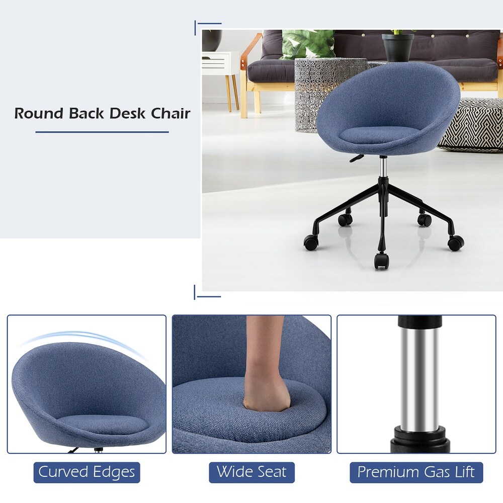 Adjustable Swivel Accent Chair Office Chair Round Back Vanity Chair