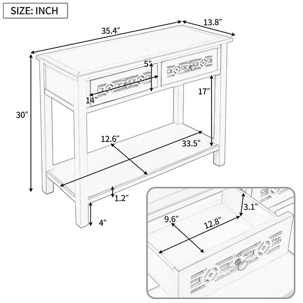 Merax Classic Console Table with 2-Drawers and Shelf