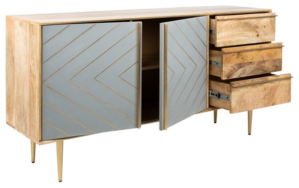 Safavieh Titan Inlayed Cement Chest  Natural/Brass   Midcentury   Accent Chests And Cabinets   by Akari Lanterns  Houzz