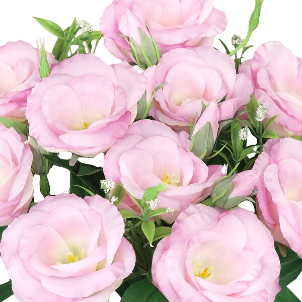 Set of 2 Pink Artificial Lisianthus Prairie Flower Stem Bush Bouquet 19in