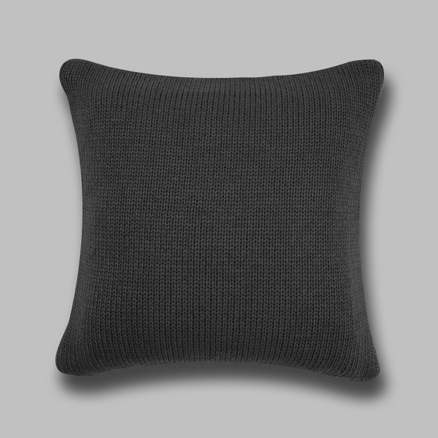 Oversize Chunky Sweater Knit Square Throw Pillow Black Evergrace