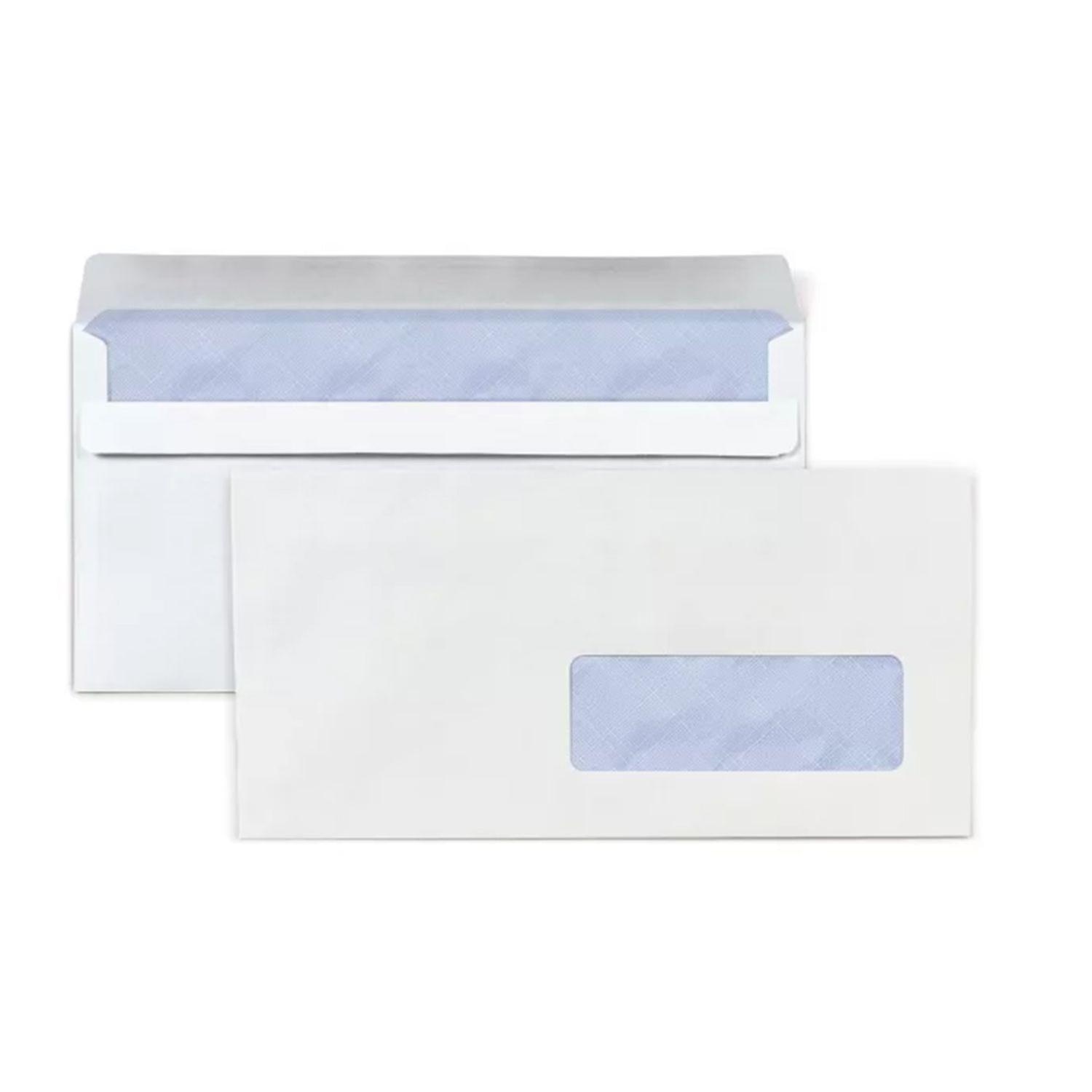 100 white paper envelopes with window - 11 x 22 cm