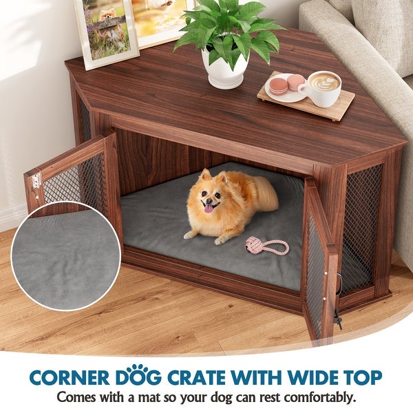 Corner Dog Crate Dog Kennel with Cushion Indoor Dog Crate Cage