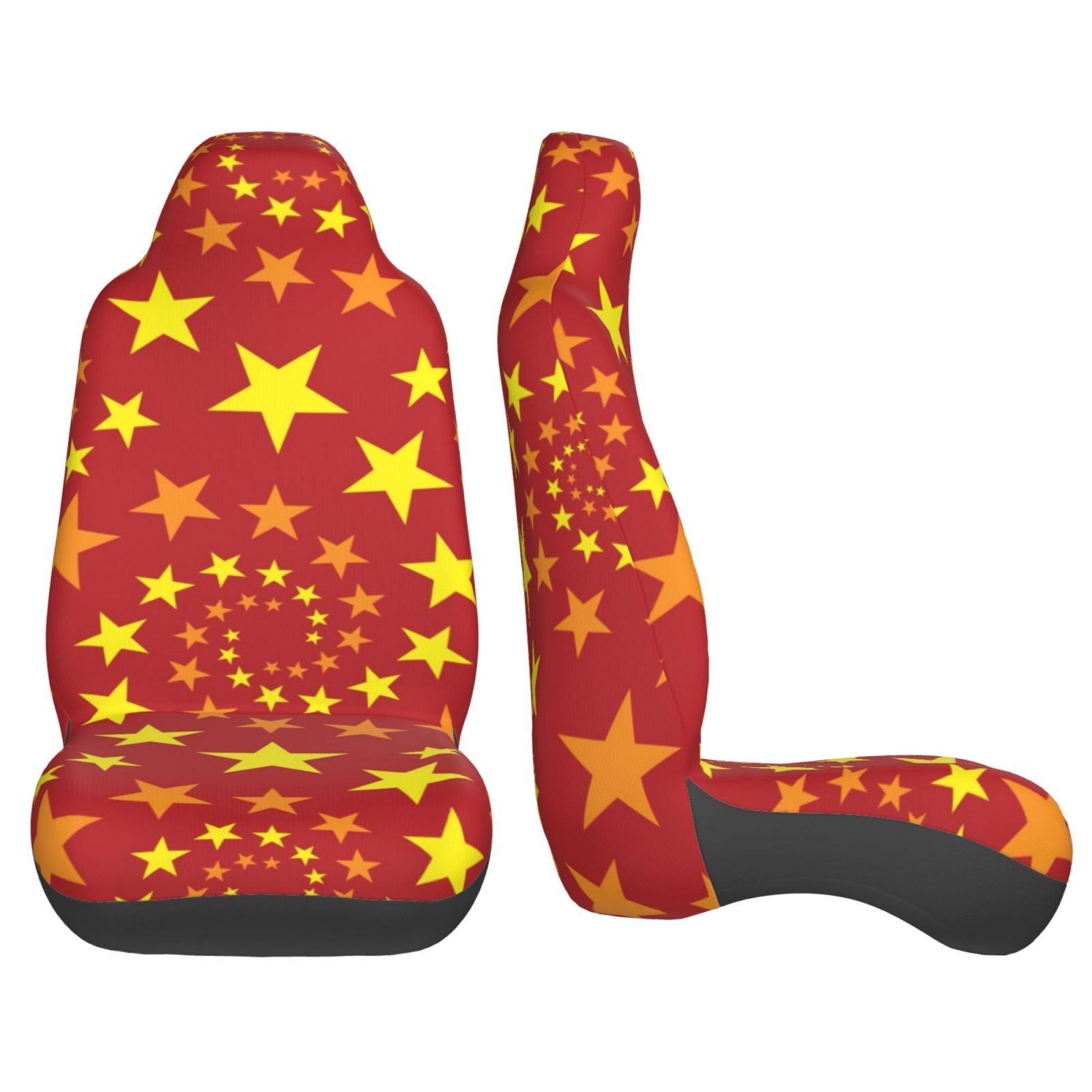 TEQUAN Front Seat Covers， Red Star Holiday Pattern 2 Piece Car Seat Cover Fit Most Car SUV Truck Van