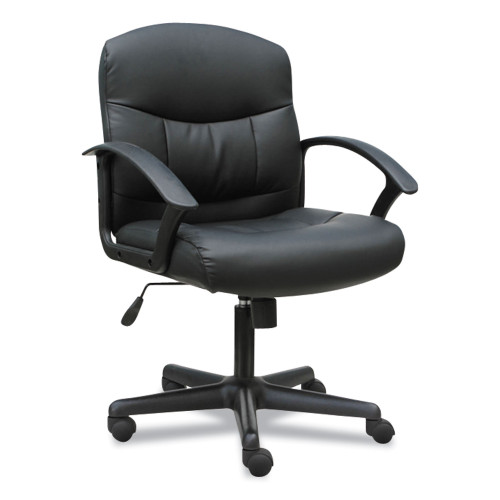 Sadie 3-Oh-Three Mid-Back Executive Leather Chair， Supports up to 250 lbs.， Black Seat/Black Back， Black Base (VST303)