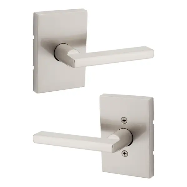 Kwikset Satin Nickel Halifax Passage Lever with Square Rose