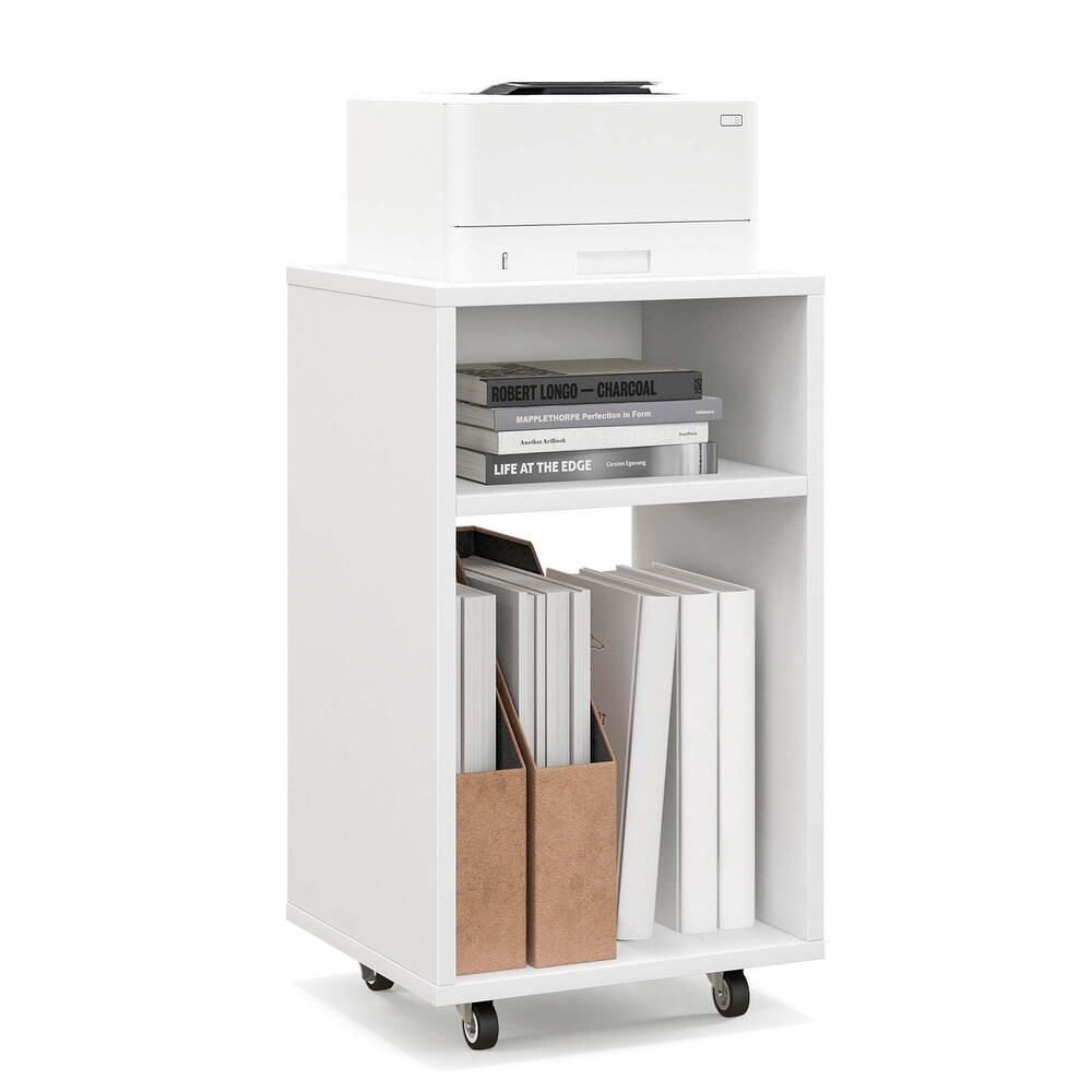 Costway Mobile File Cabinet Wooden Printer Stand Vertical Storage   See Details