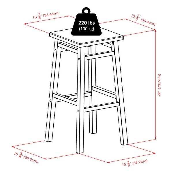 Carter Square Seat Bar Stool - 15.43 x 15.43 x 29.02 inches