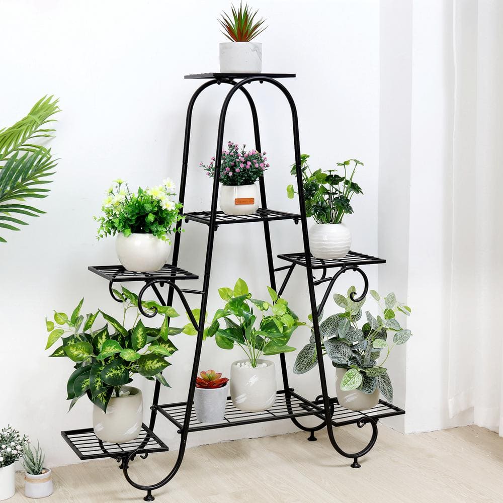 AESOME 39 in. Plant Stand Metal Indoor 7-Tier Flower Pot Holder Potted Plant Display Rack Patio Planter for Patio Yard HJ465