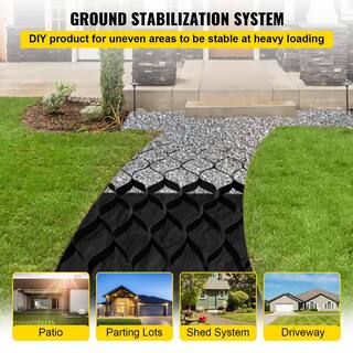 VEVOR Ground Grid 1885 lb. per sq. ft. Load Weed Barrier 2 in. Depth Patio Pavers 27 x 4 ft. Ground Stabilization Grid for DIY TGG27X4FTX2INYHLDV0