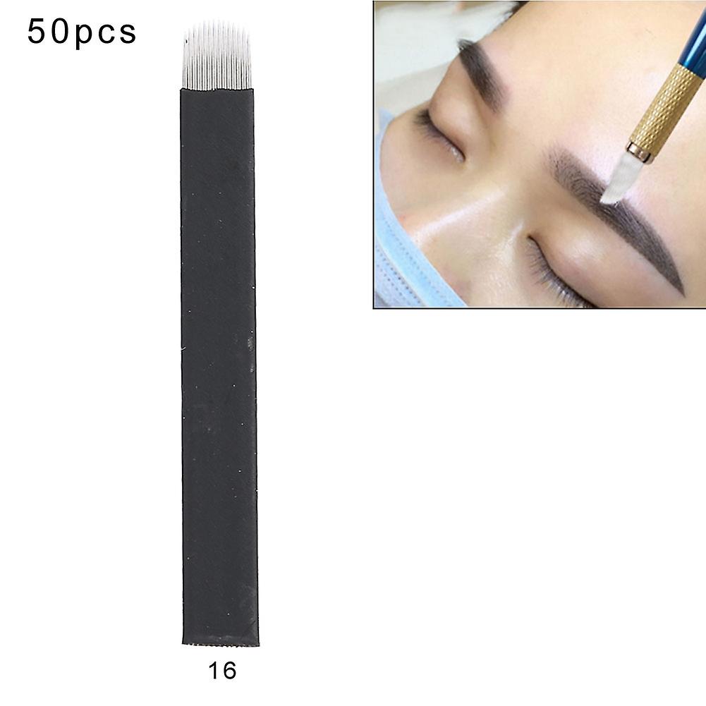 50pcs Microblading Eyebrows Needles Eyebrow Eye Lips Tattoo Needles 12/14/16/18 Pins (16pin)