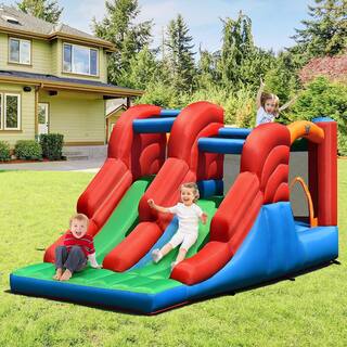 Costway Inflatable Bounce House 3-in-1 Dual Slides Jumping Castle Bouncer with 550-Watt Blower OP70800+ES10150US