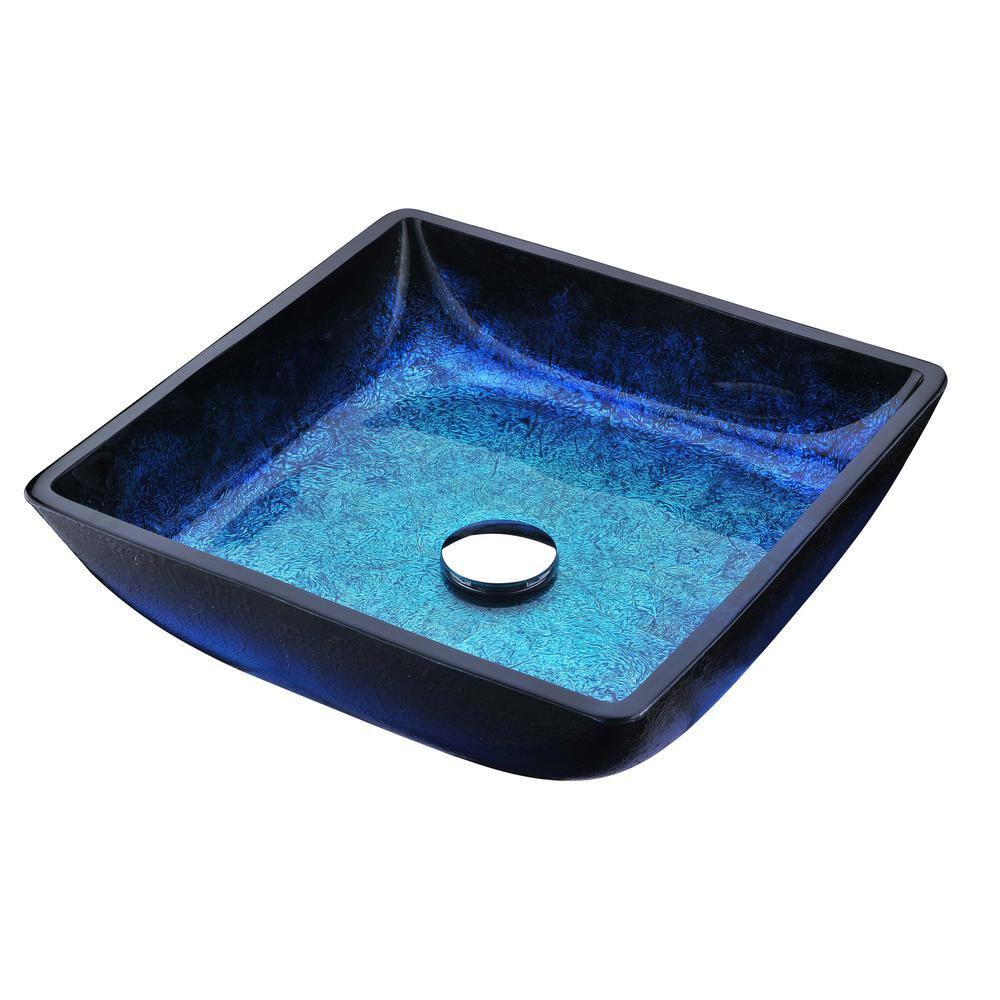 ANZZI Viace Series Deco-Glass Vessel Sink in Blazing Blue LS-AZ056