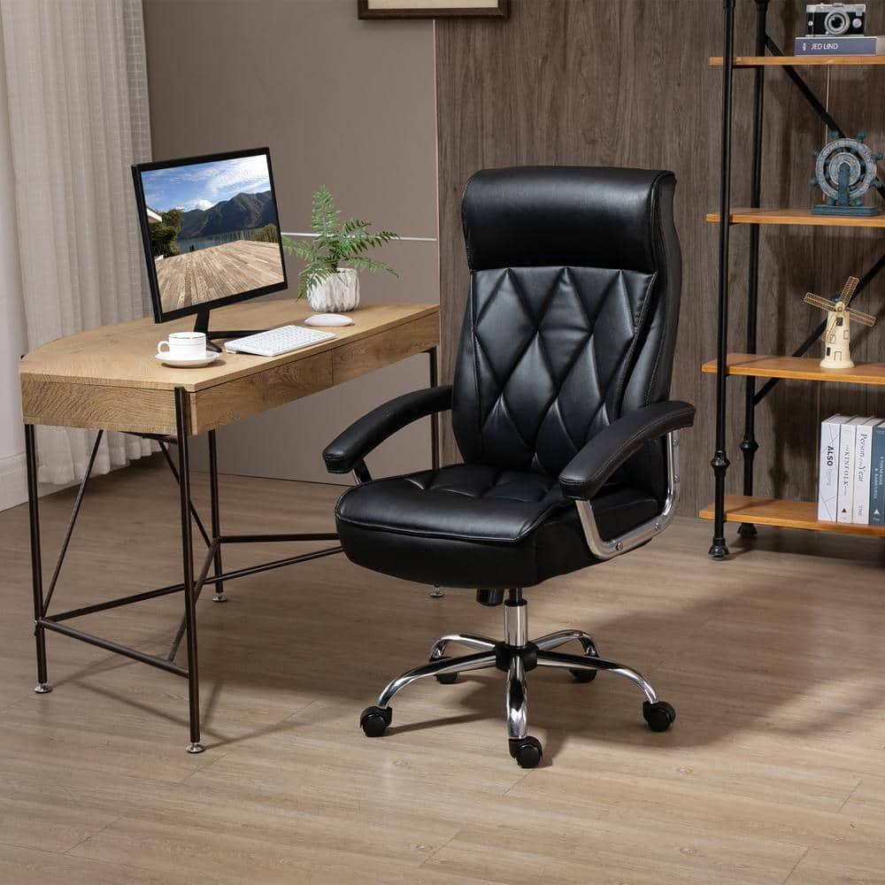 Vinsetto Black, High Back Home Office Chair Computer Task Seat Adjustable Ergonomic Executive Chair Diamond-Stitched PU Leather 921-473V80BK