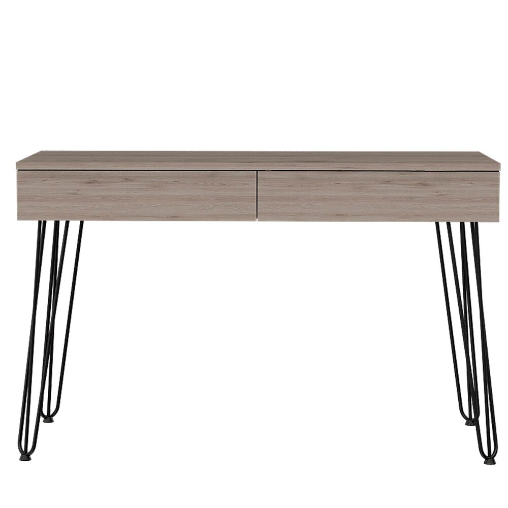 Modern Simple 2 Drawer Writing Desk with Hairpin Legs