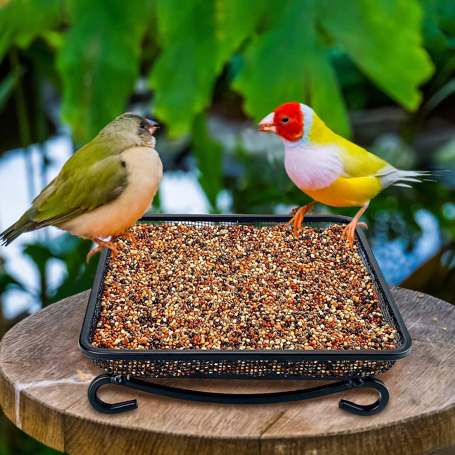 Ground Platform Bird Feeder Metal Mesh Seed Tray For Outside Garden With Drainage Holes Great Attracting For Wild Birds Squirrels Dove Decoration For