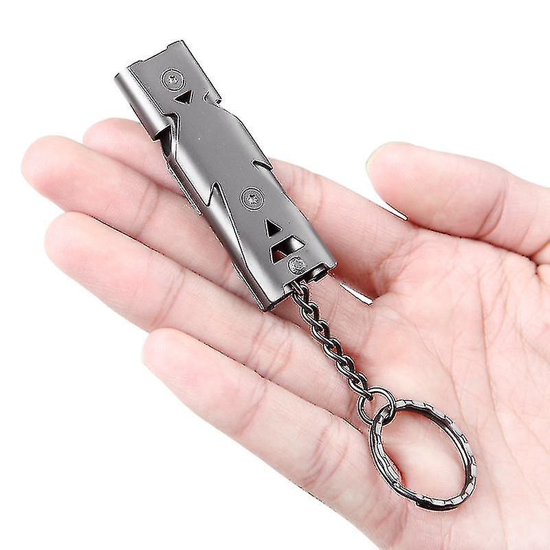 Outdoor Survival Whistle Survival Whistle Stainless Steel Survival Whistle Dual Tube Whistle Field Rescue Whistle High Decibel Whistle Jiujiuso