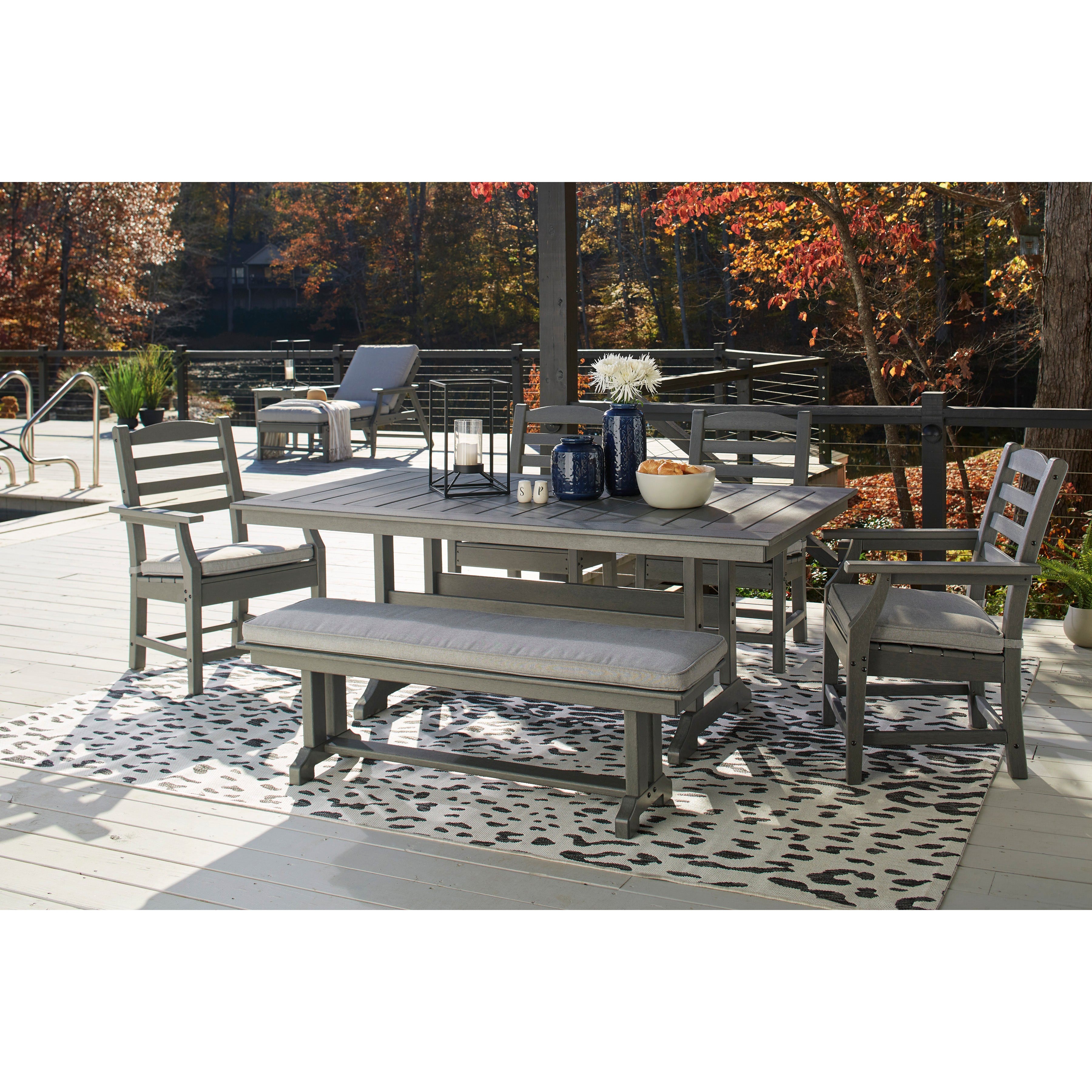 Poly Grey Outdoor Bench with Cushion