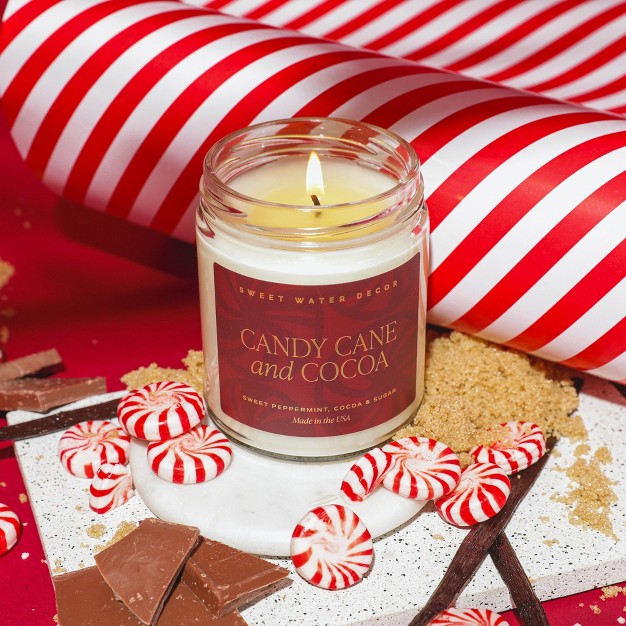 Sweet Water Decor Candy Cane And Cocoa 9oz Clear Jar Soy Candle