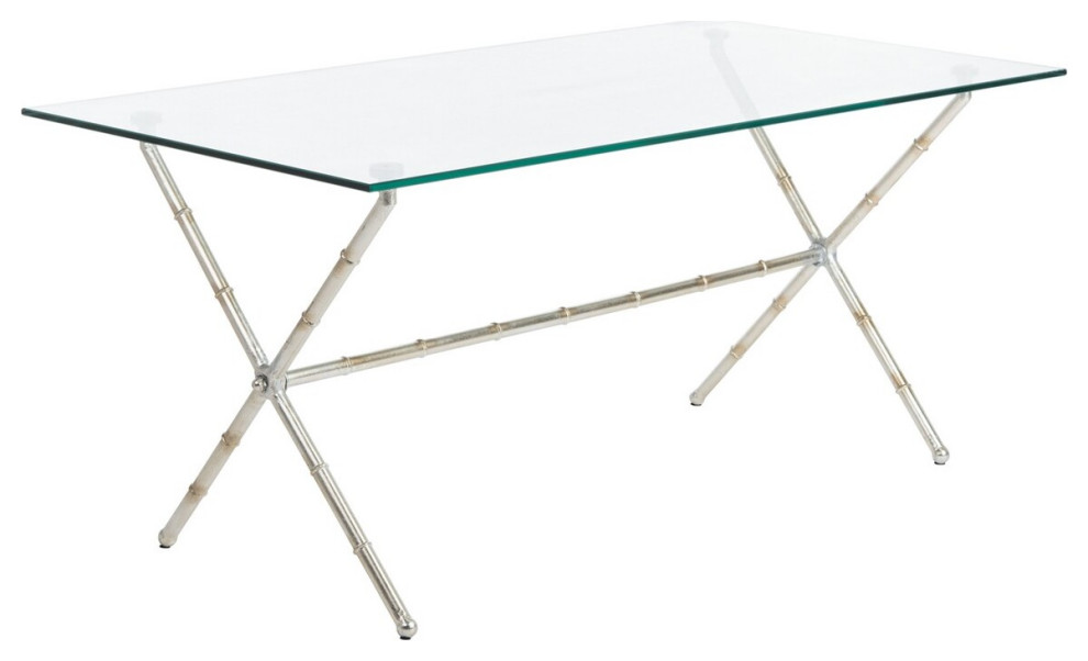 Gia Accent Table Silver/ Clear Glass Top   Asian   Coffee Tables   by Peachtree Fine Furniture  Houzz