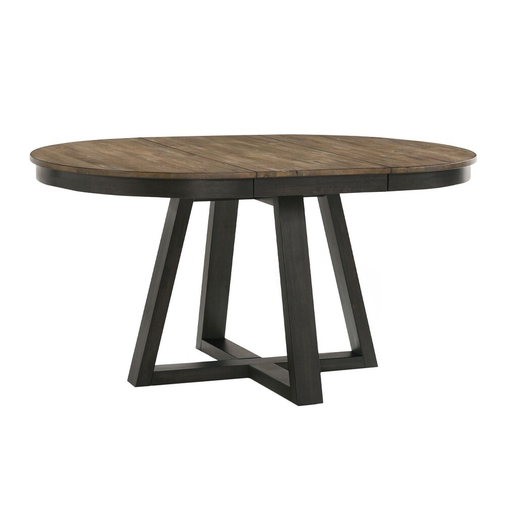 Harper Round Dining Table with Trestle styled Base  Brushed Brown   Pecan