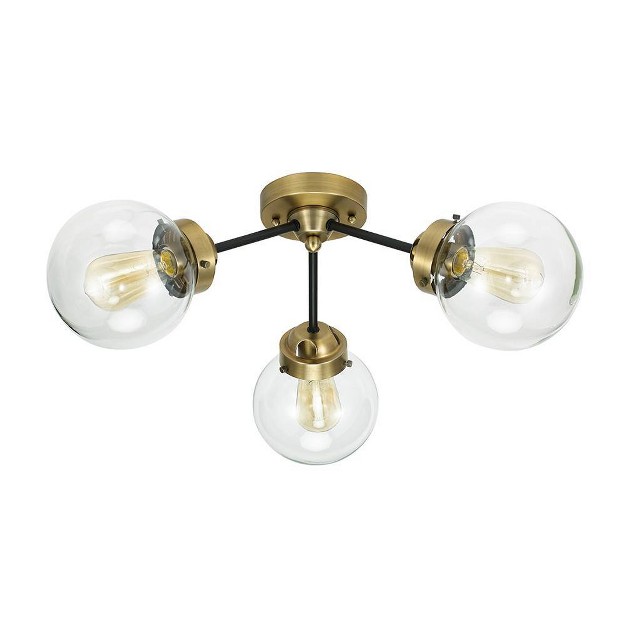 Mid century Glass Globe Flushmount Fixture Ceiling Light includes Led Light Bulb Black brass Cresswell Lighting