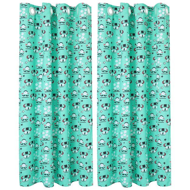 Piccocasa Kid x27 s Alien Pattern Window Polyester Curtain Panels 2 Pcs