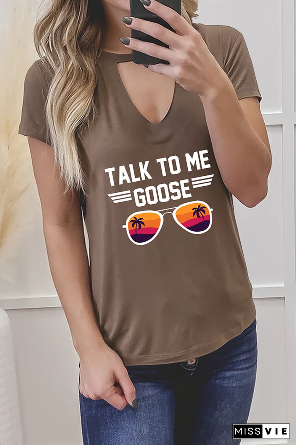 Talk To Me Goose Graphic Tees for Women Wholesale Short Sleeve T shirts Top