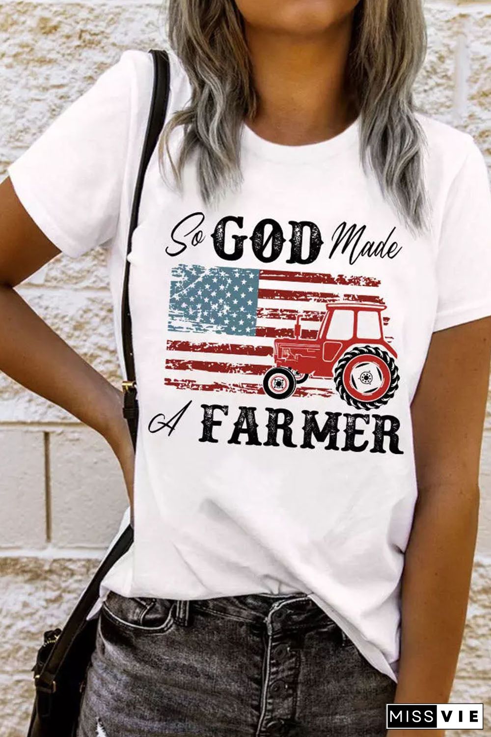 White So God Made A Farmer Graphic Tee