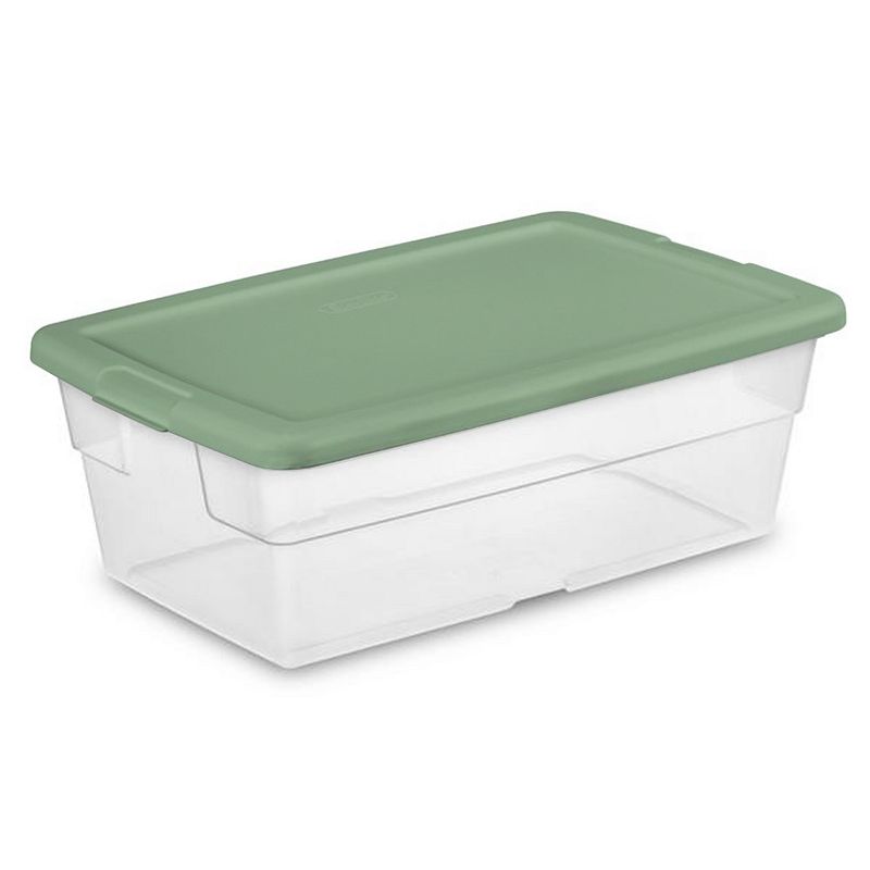 Sterilite Clear Stackable 6 Qt Storage Tote Box Container， Crisp Green (5 Pack)