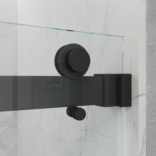 MCOCOD 60 in. W x 66 in. H Double Sliding Frameless Tub Door in Matte Black with Smooth Sliding and 38 in. (10 mm) Glass DS01-60x66-BL